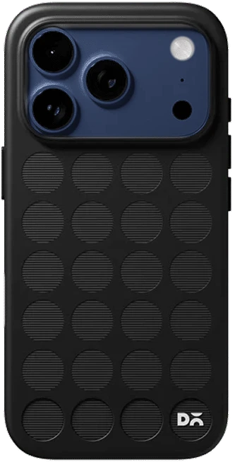Pon's Deep Blue iPhone 17 Pro Max in the DailyObjects Carbon Stack Signature case (Carbon colourway) — edited mockup